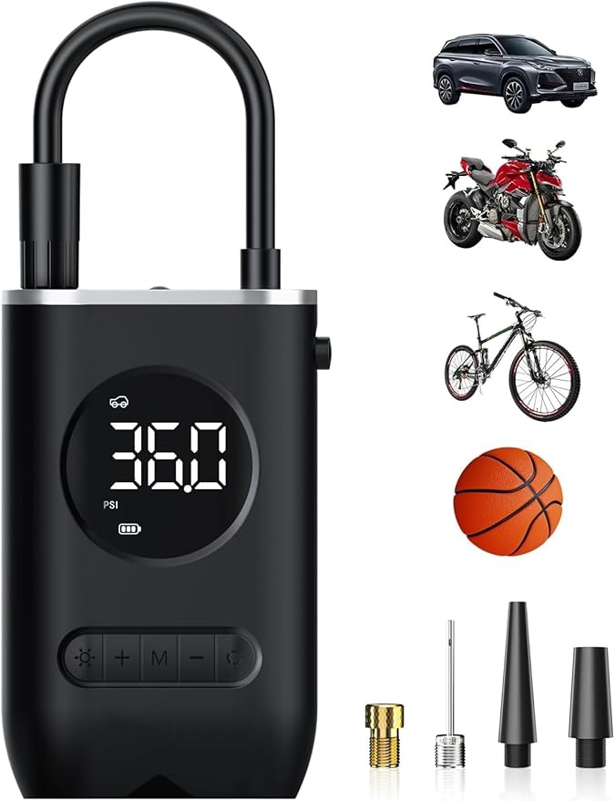Autonook Cordless Air Pump for Car Tires – Portable Tire Inflator with LED Light