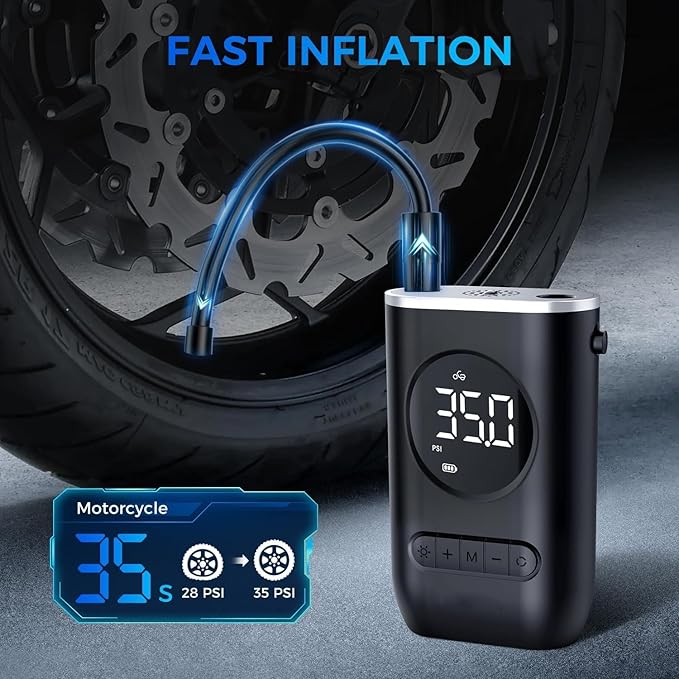 Autonook Cordless Air Pump for Car Tires – Portable Tire Inflator with LED Light